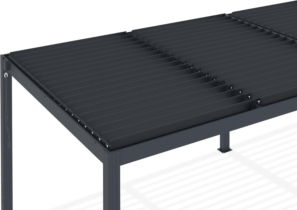 CAZEBOO Pergola Bioclimatique 6x3m Autoportée Santa – Aluminium Gris Lames Orientables en Acier – Tonnelle de Jardin Abri Terrasse – Résistante Vent 55 km/h – Protection Soleil Pluie – Montage Facile