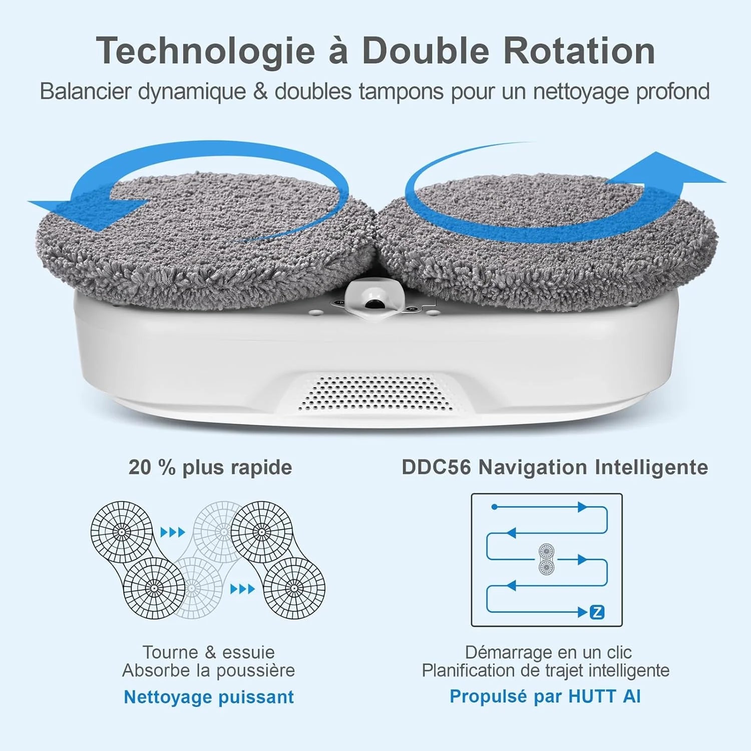 HUTT DDC56 robot laveur vitre, double spray eau, navigation intelligente