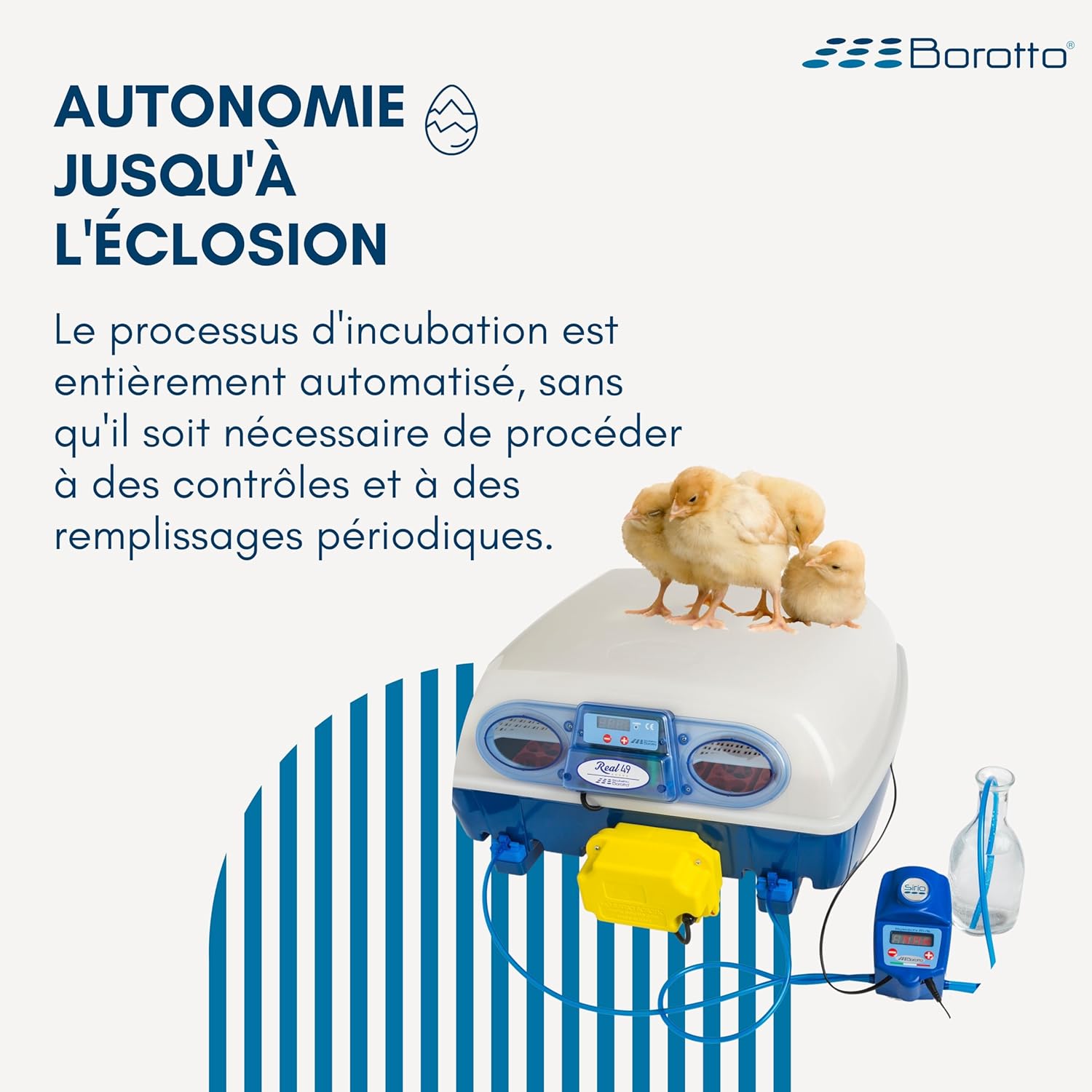 Borotto Sirio | Humidificateur Hygromètre Professionnel Breveté et Automatique avec Évaporation Dynamique, Compatible avec Toutes les Couveuse Oeuf | Made in Italy