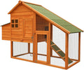Wiltec poulailler bois sapin 172x66x120cm avec nichoir, grillage, bac galvanisé