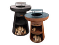 Barbecue rond avec plaque ronde en acier et grille en acier corten