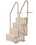 VEVOR Escalier de Piscine en Plastique avec 2 Rampes, 4 Marches Antidérapantes, Capacité de Charge 181,4 kg, pour Piscines Creusées Hors Sol 122-137 cm, Terrasse, Maison, Intérieur, Extérieur, Taupe