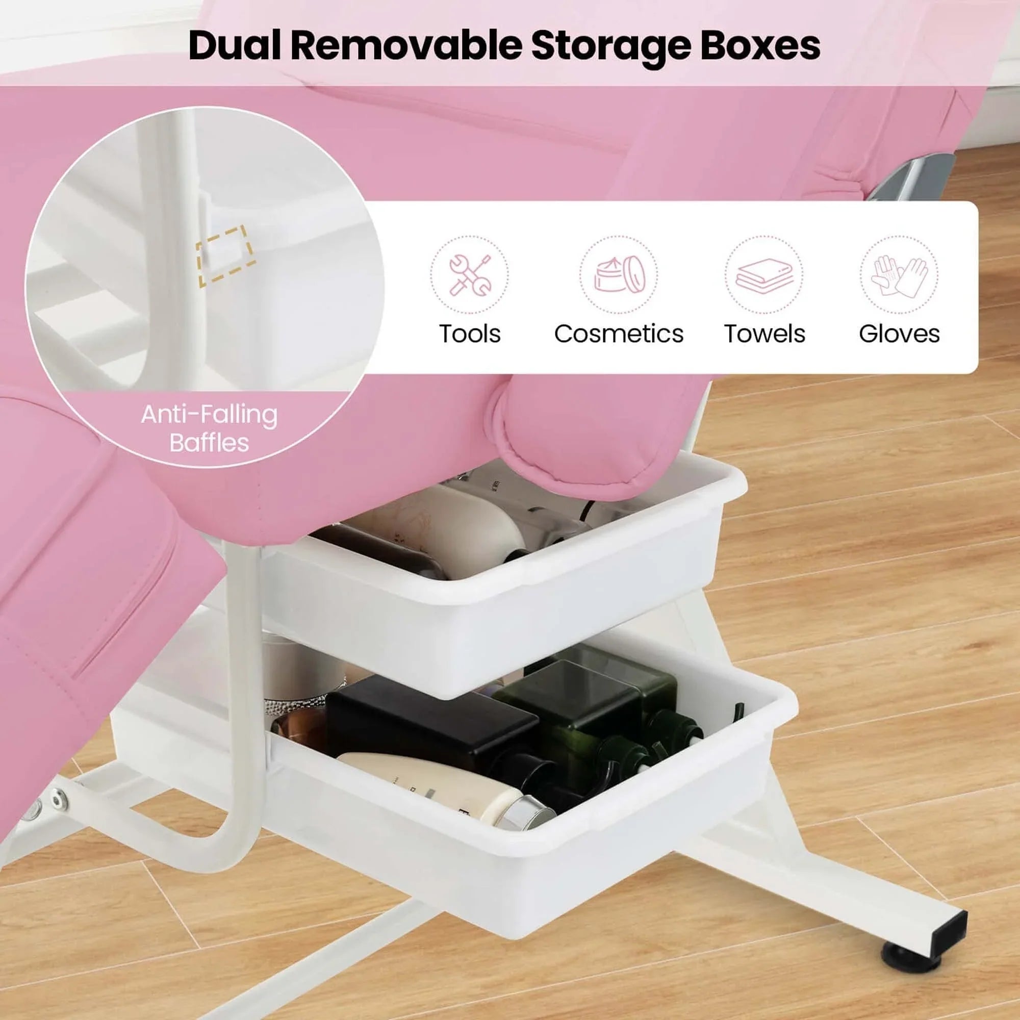 Costway Lit de massage 72" avec tabouret hydraulique et dossier réglable