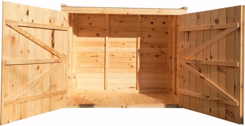 Coffre de Jardin en Bois Massif Traité 28mm 2000L | Rangement Extérieur Robuste Marron avec Plancher | Toit Polyéthylène Ouvrant, Étanche et Durable