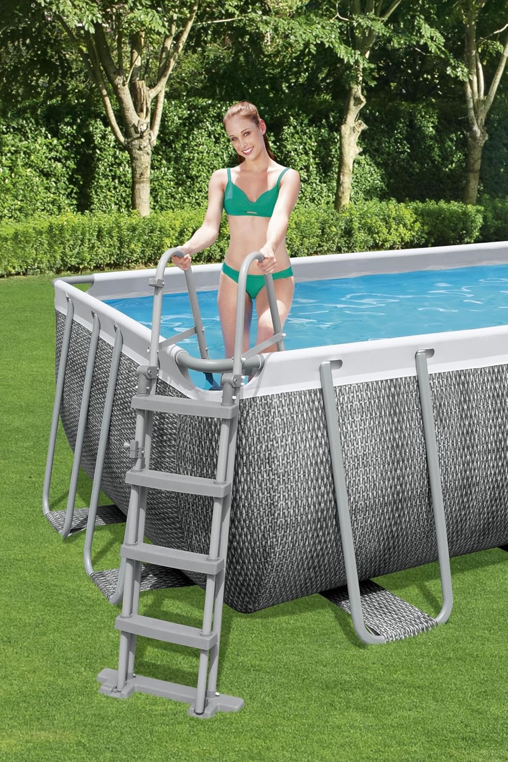 Bestway Piscine Hors Sol Rectangle Power Steel 549 x 274 x 122 cm rotin Gris