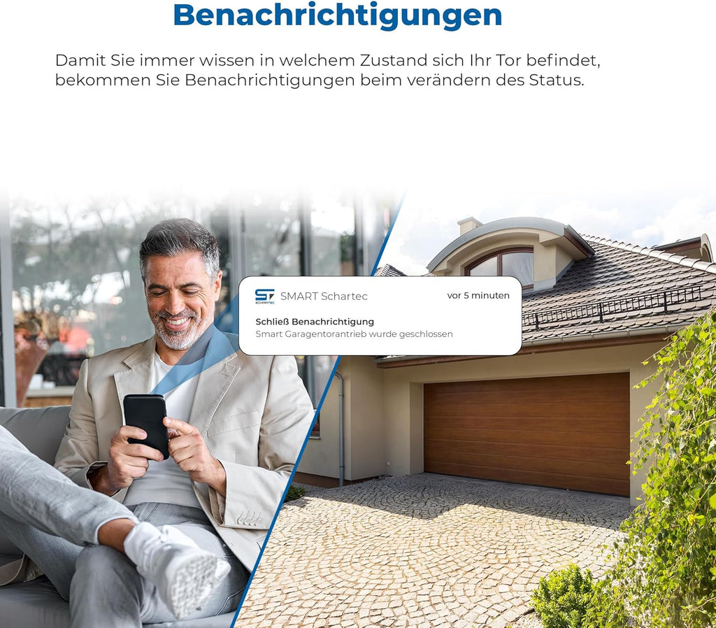 Schartec Prime 1500 WiFi Motorisation de porte de garage avec WLAN incl. rail ouvre-porte de garage intelligent Set d'ouvre-porte intelligent Motorisation de porte de garage pour porte basculante et