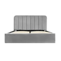 Lit coffre avec sommier relevable 140x190 cm ANNA en velours gris Lit