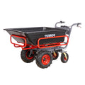 torros Brouette électrique 4 roues à châssis tubulaire extensible et amovible + benne plastique 300L 300KG ep300p