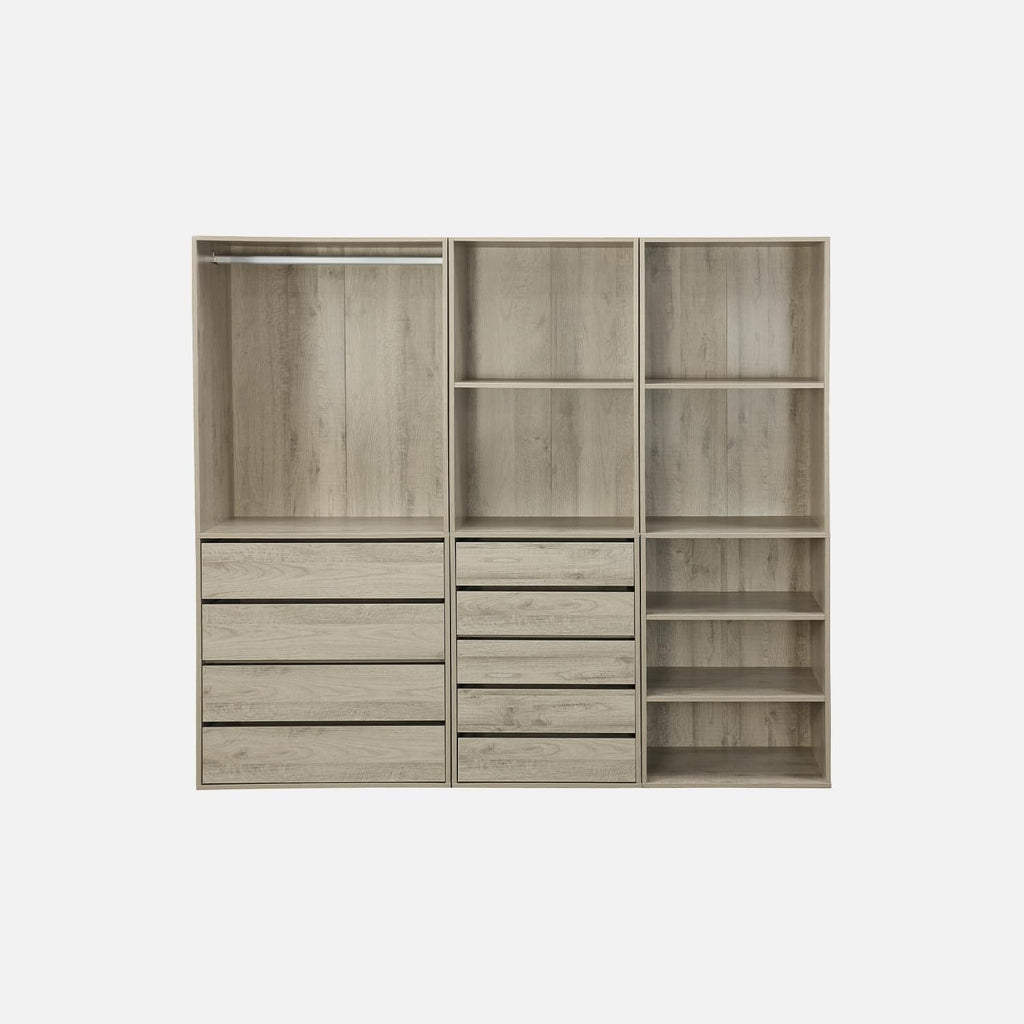 sweeek - Kit Dressing modulable 3 éléments MODULO. Naturel. 200 x 45 x 180 cm