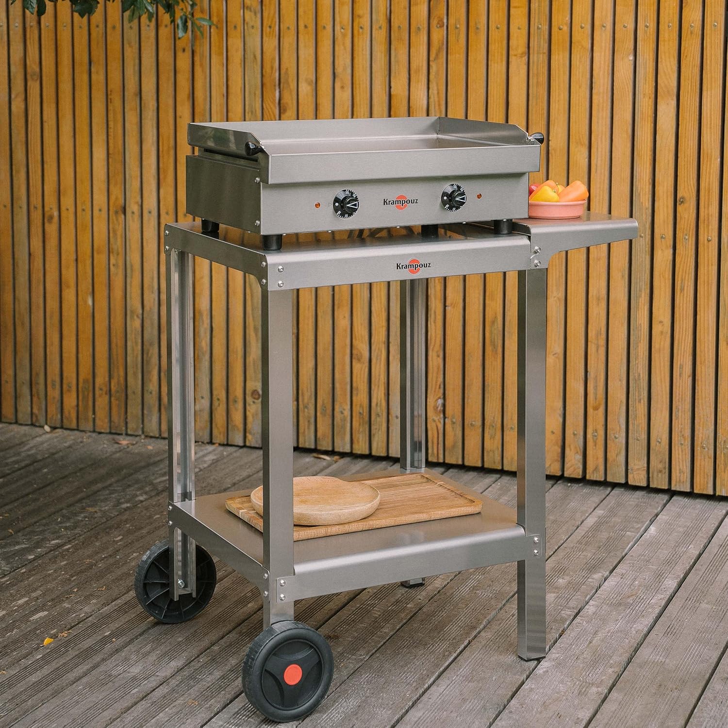 KRAMPOUZ Plancha Électrique SAMBA - Plaque de Cuisson en Inox 54 x 33 cm - 2500 Watts - 2 Zones de Cuisson - 2 Thermostats jusqu'à 300 °C - Nettoyage Facile - Fabriquée en France - Réf PFSB2AA-KR