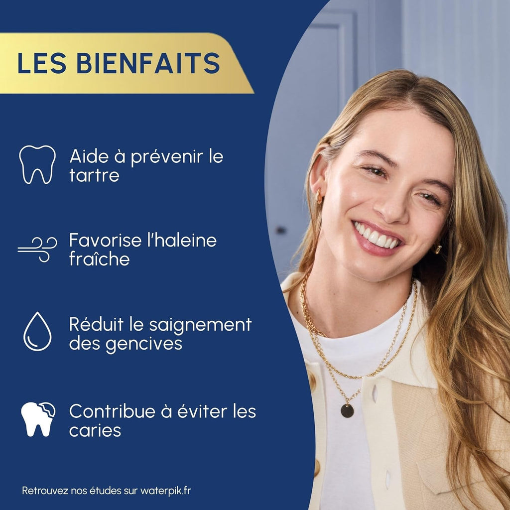 Waterpik – Hydropulseur Ultra professionnal, Jet dentaire avec 6 embouts et 10 niveaux de pression, Élimine la plaque, Blanc (WF-660EU)