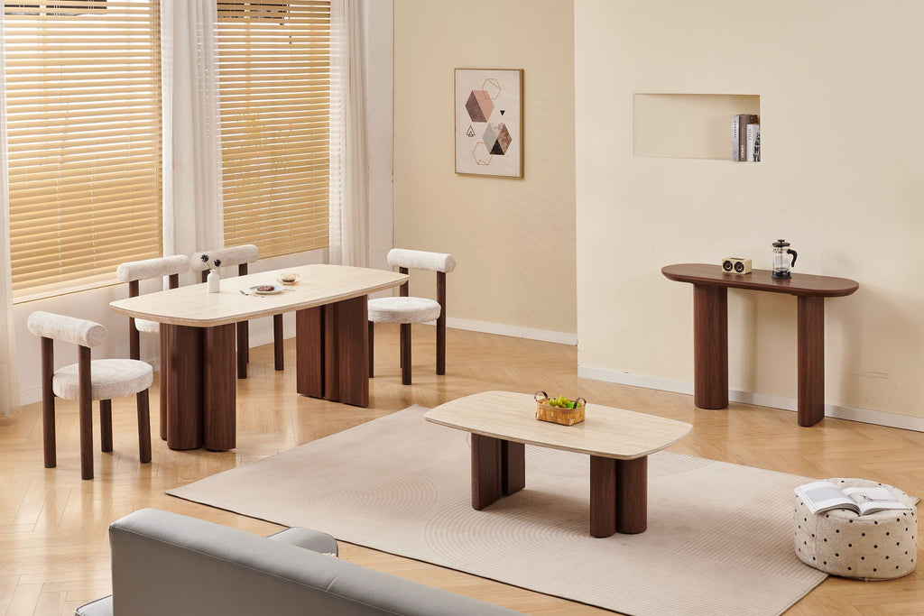 Table à manger Trinity Noyer Travertin 180 cm