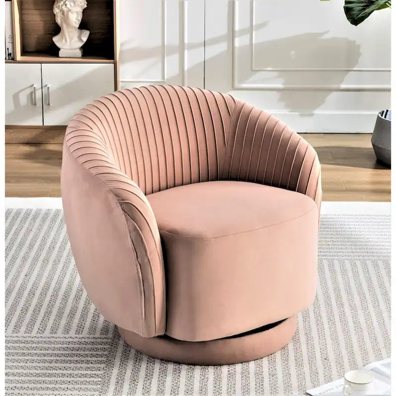 Petit fauteuil pivotant rond en velours Milvo
