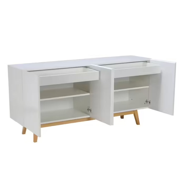 Buffet 4 Portes 2 Tiroirs Intérieurs Home Blanc Buffet