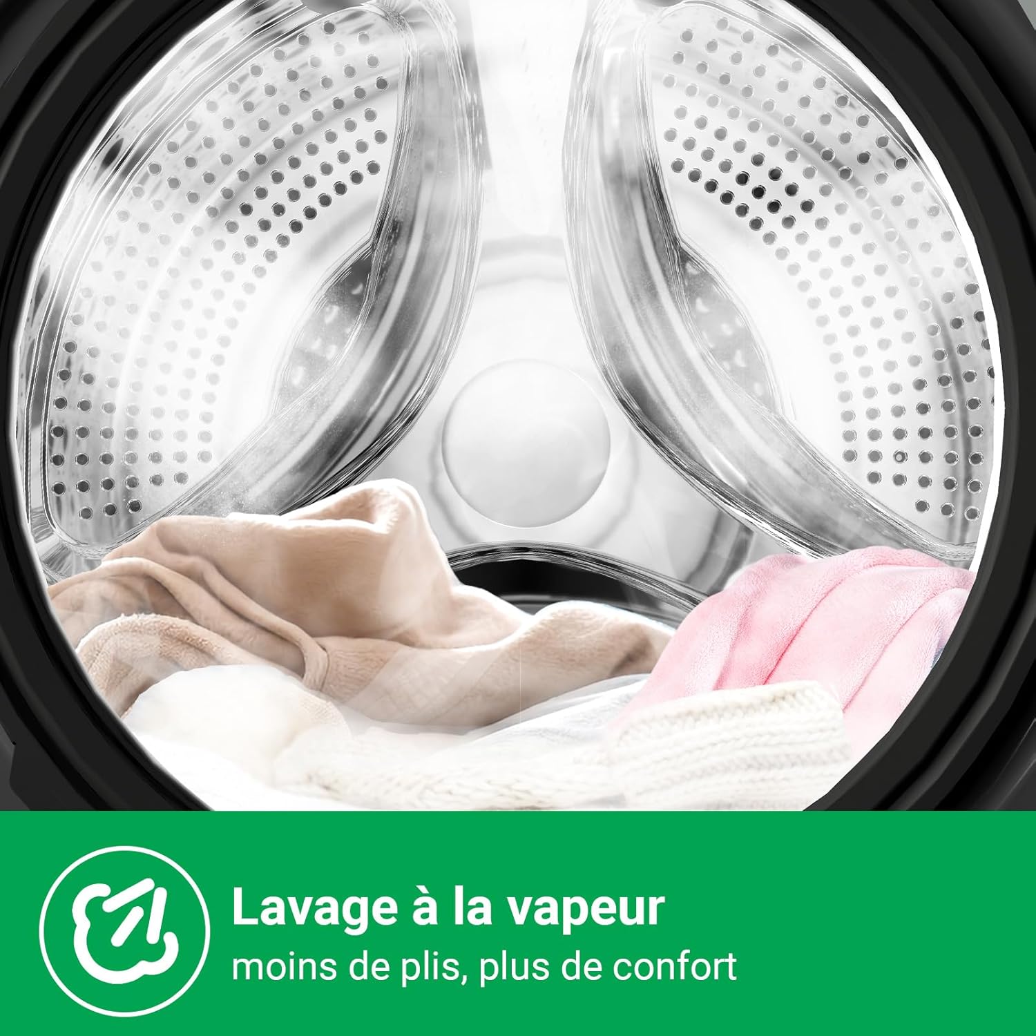 Lave-linge CFL80-14586IM3XA, Chargement frontal 8 kg,Space Pro,Moteur Inverter stable, 1400 tr/min, Programme intelligent à IA, Fonction vapeur, Lavage rapide 15 minutes, 15 cycles lavage, Gris