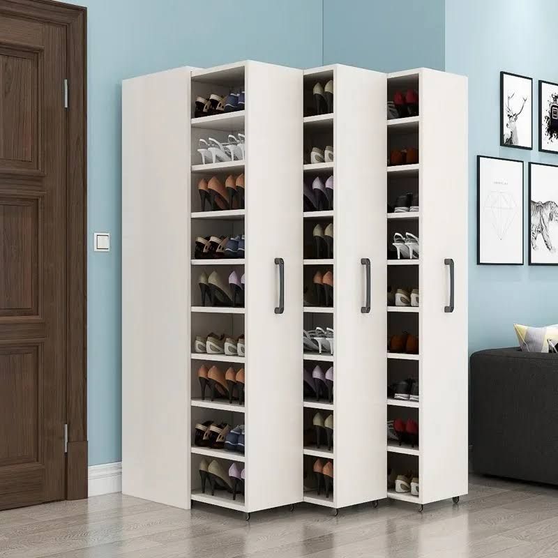 Armoire à Chaussures Coulissante Anti-Poussière de Grande Capacité, Tiroir Latéral à Roues,