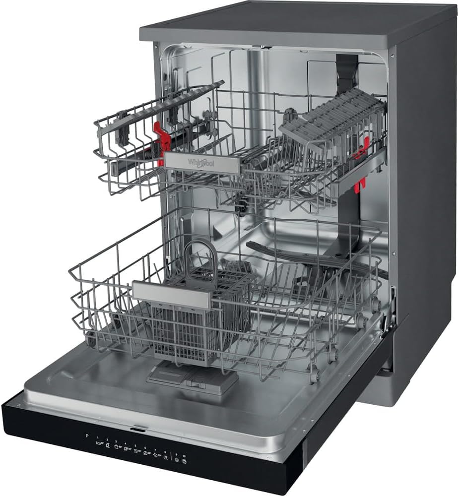 Whirlpool Lave-vaisselle, couleur inoxydable, grande capacité – WFO 3T141 X