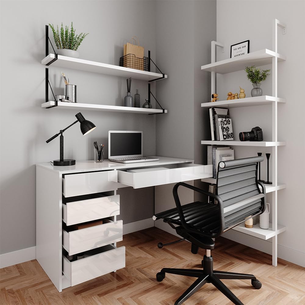 Vicco Coiffeuse Sherry, Blanc Haute Brillance, 120 cm sans Miroir