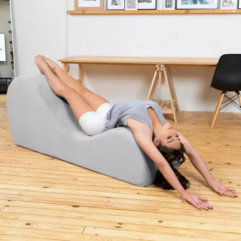 Avana Sleek Chaise Lounge for Yoga - Made in The USA - Great for Stretching, Relaxation, Exercise & More, 60D x 18W x 26H Inch, Light Grey