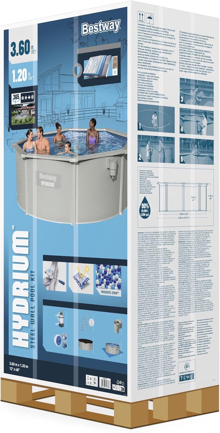 Bestway Piscine Acier Hors Sol Ronde Hydrium 360 x 122 cm