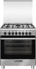 Cuisinière à gaz 5 feux avec four électrique en inox 70x60 cm Classe A