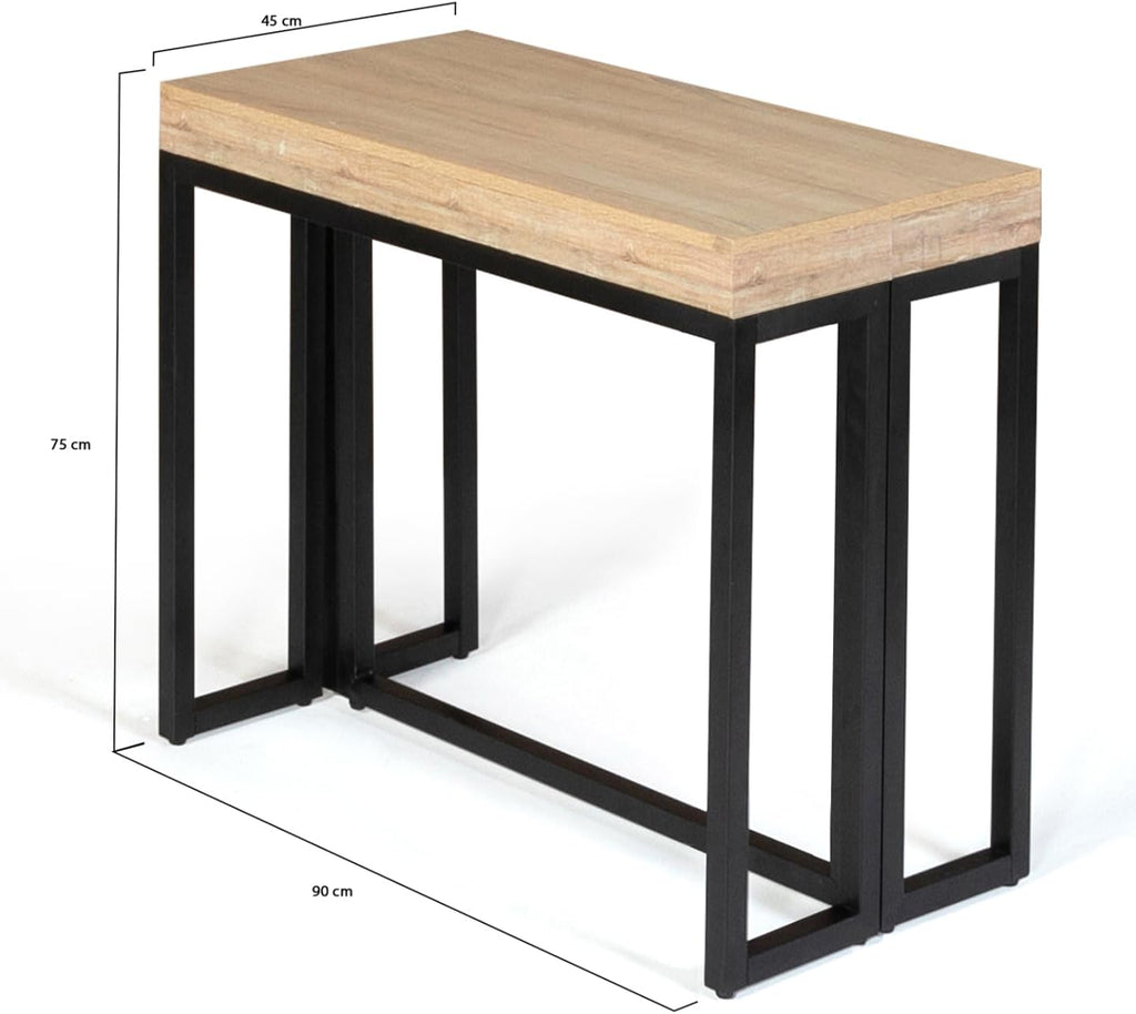 IDMarket - Table Console Extensible Toronto 10 Personnes 235 cm Design Industriel