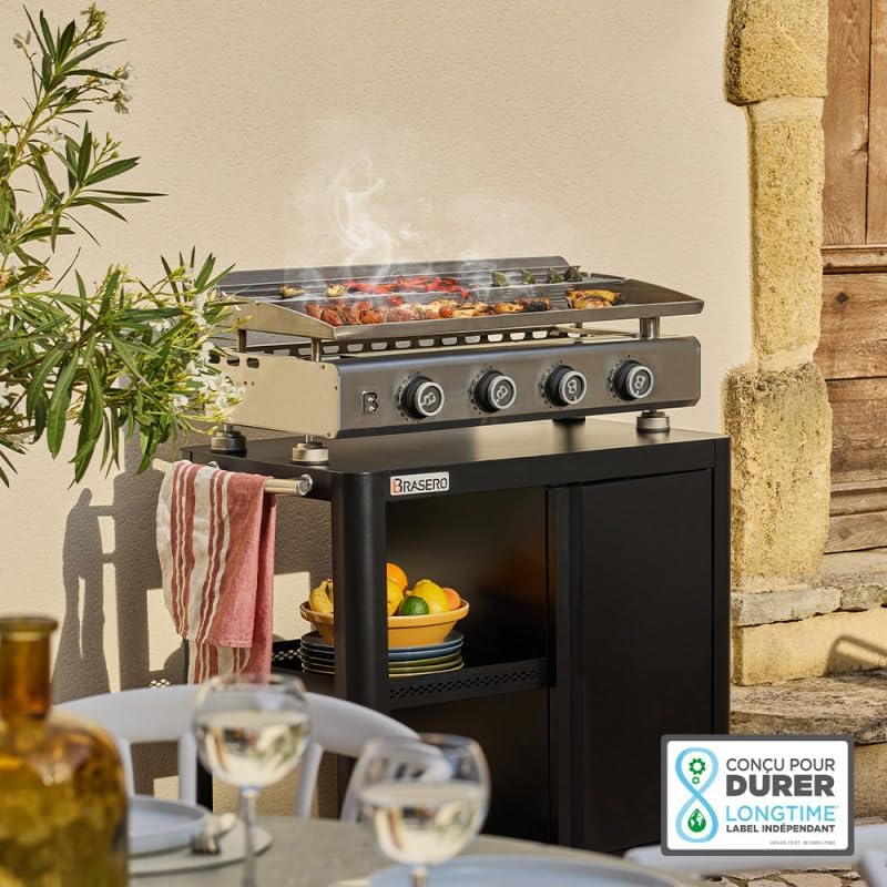 BRASERO plancha Silvia Evo 4 feux, inox 84x34cm, 10,6kW, jusqu'à 12 convives