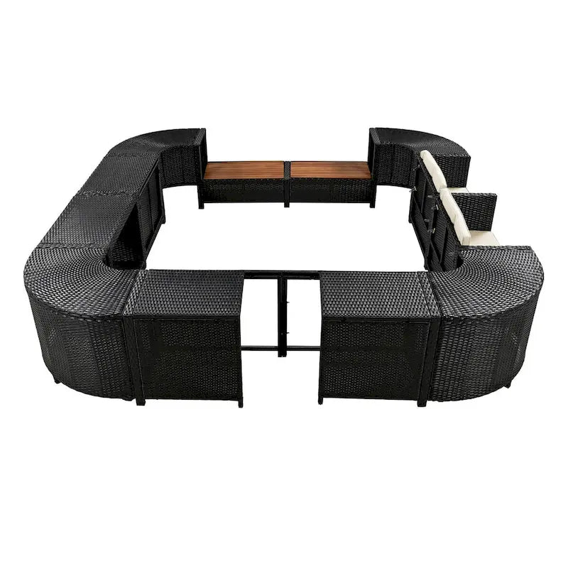 Spa Surround Spa Frame Quadrilateral Outdoor Rattan Sectional Sofa Set