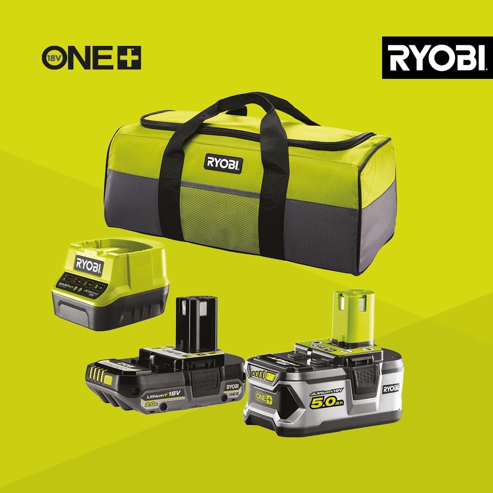Pack 9 Outils 18V ONE+ : Perceuse, Visseuse à chocs, Meuleuse, Multi-Tools, Pistolet à Colle, Scie Circulaire, Scie Sauteuse, Lampe, Ponceuse + 2 Batteries et Chargeur - R18CK9B-252SLZ