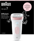 Braun Silk-épil 7, Épilateur Avec Tête Large Pour Épilation Facile, Étanche, Peau Douce Longue Durée, 7-000, Blanc/Rose