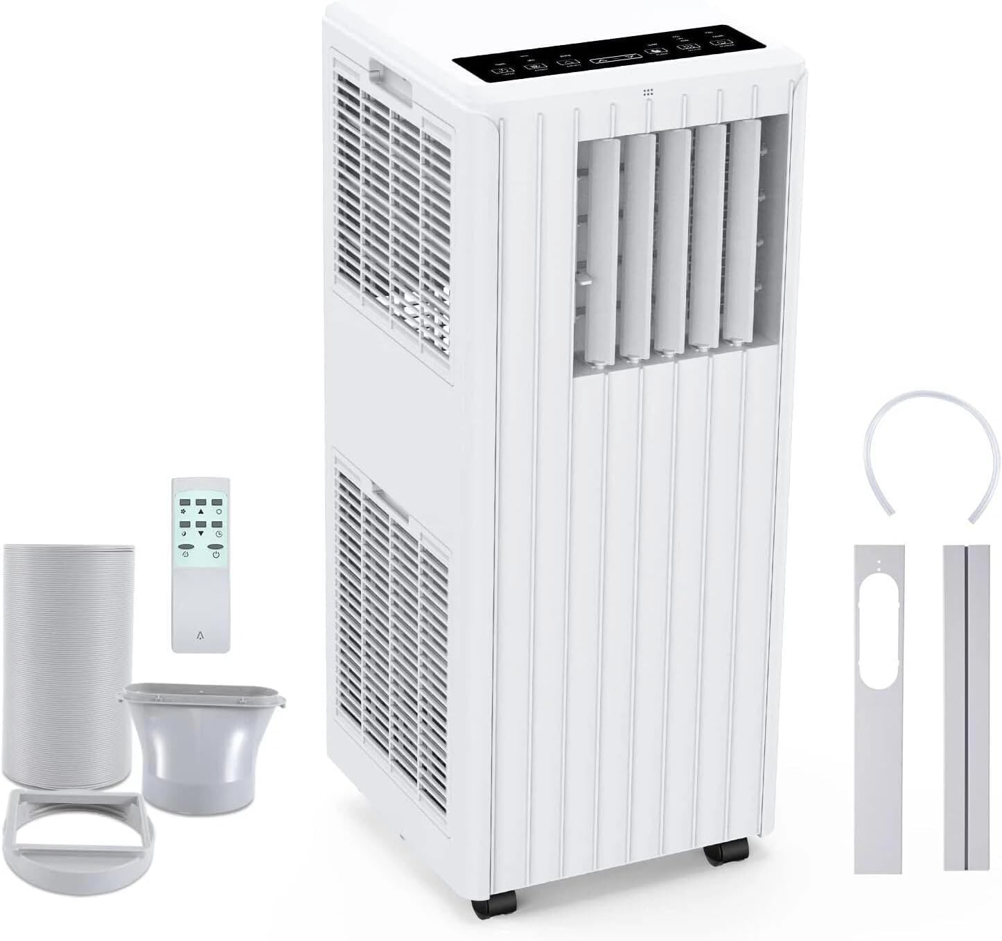 Climatiseur Mobile 7000 BTU 2,05 kW, 3-en-1 : Froid, Déshumidificateur 36L/jour, Ventilateur, Mode Nuit, Minuterie 24h, Télécommande, pour Pièces jusqu'à 28m², Kit d'évacuation pour fenêtre inclus