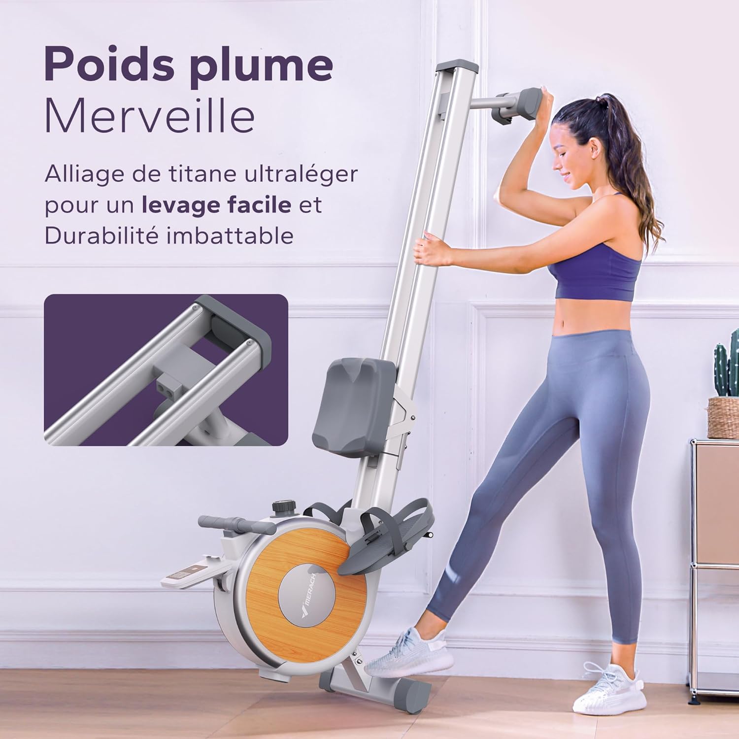 MERACH Rameur Musculation D'appartement, 16 Niveaux de Résistance, Rameur Magnétique Silencieux avec APP Exclusive, Rails Doubles Améliorés pour Plus de Stabilité, Assemblage Facile