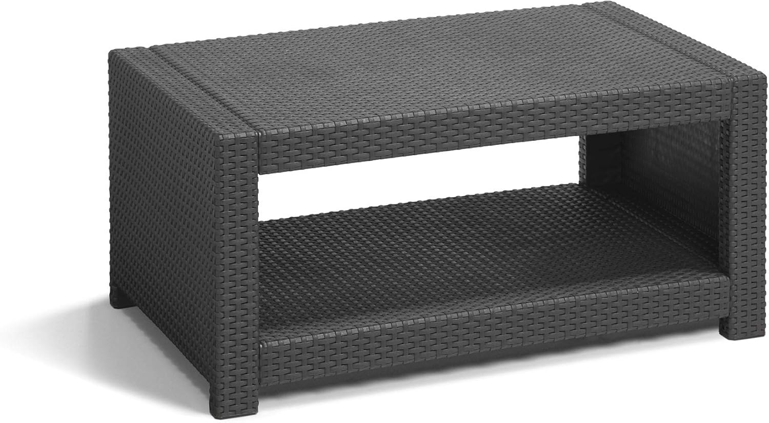 Allibert by Keter Monaco Salon de Jardin 4 pièces, Graphite/Gris, avec Coussins d'assise et de Dossier, en Plastique, Aspect rotin Plat