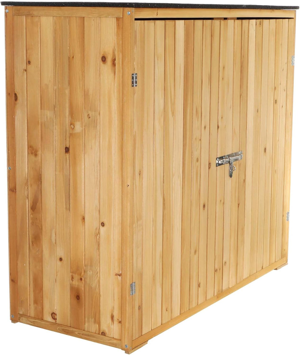 Wiltec Abri de Jardin – 1360 x 580 x 1270 mm – en Bois Verni – avec Toit revêtu par PVC et 2 Portes – Cabane Remise pour Rangement Outils pour Jardin, Terrasse & Balcon