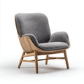 Fauteuil d’Appoint en Tissu Gris avec Pieds en Bois Naturel