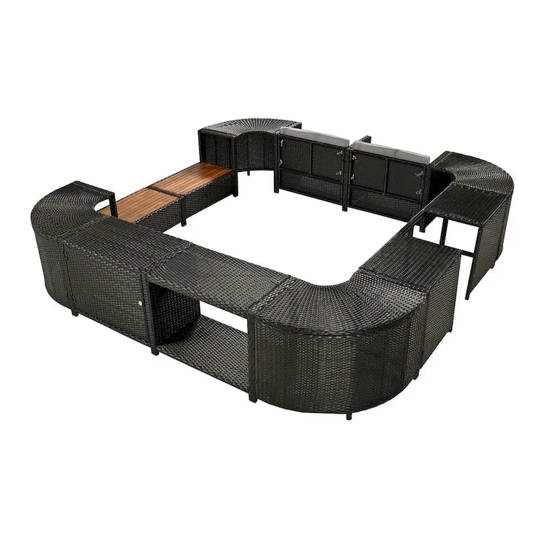 Spa Surround Spa Frame Quadrilateral Outdoor Rattan Sectional Sofa Set