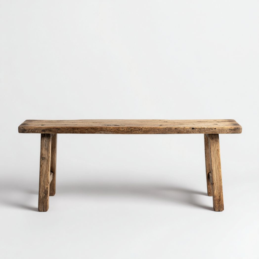 Banc en bois massif vieilli style rustique