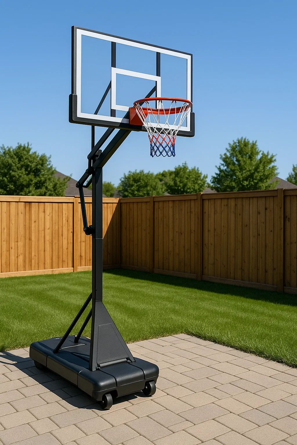 Panier de basket extérieur ajustable,acier et polycarbonate,112x76x305 cm