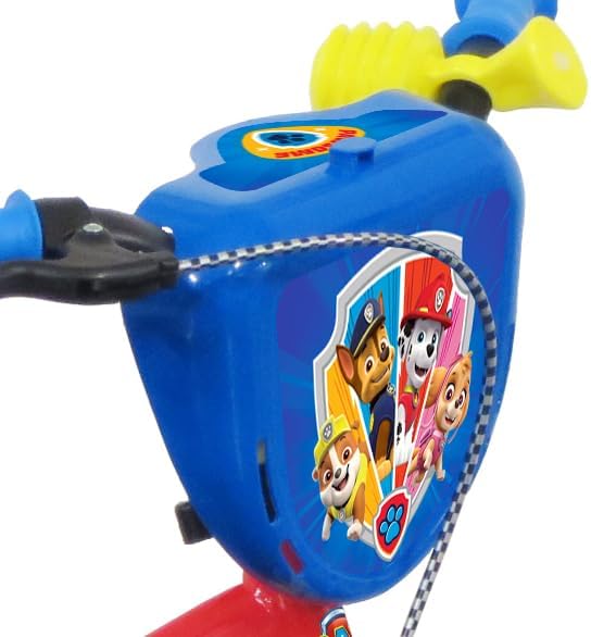 Vélo 12'' Pat Patrouille équipé de 1 Frein, Plaque Avant décorative, Garde boues, Carter et stabilisateurs.