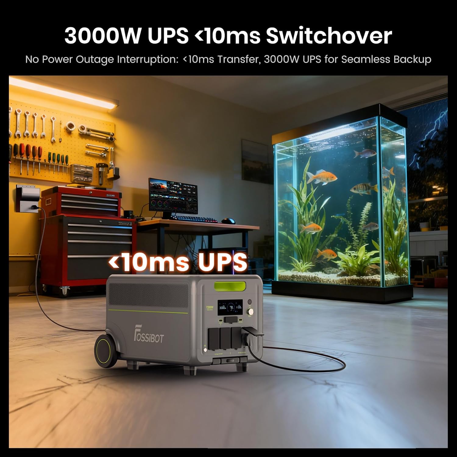 FOSSIBOT F7200 Station Électrique Portable 7200W, Batterie LiFePO4 5.2-15.6kWh, AC+Solair 5200W Max Entrée, UPS 3000W