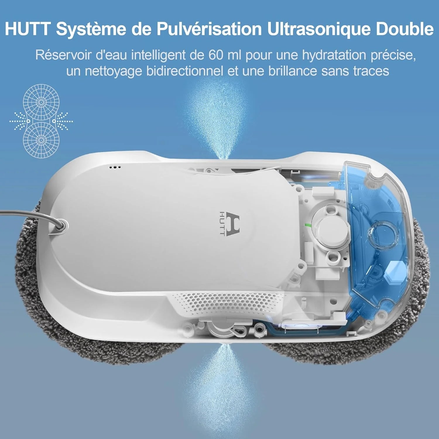 HUTT DDC56 robot laveur vitre, double spray eau, navigation intelligente