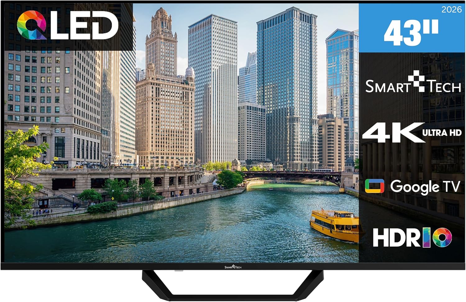 Smart Tech QLED 43QG06V2 Téléviseur Google TV HDR avec résolution 4K UHD, Bluetooth et Triple Tuner, Smart TV 43QG06V2 (2026)