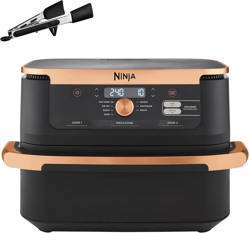 NINJA FlexDrawer air fryer 10.4L, 7-en-1, séparateur, lavable, noir/cuivre AF500EUCP