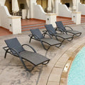 Deco 4 Piece Aluminum Outdoor Patio Chaise Lounges Set