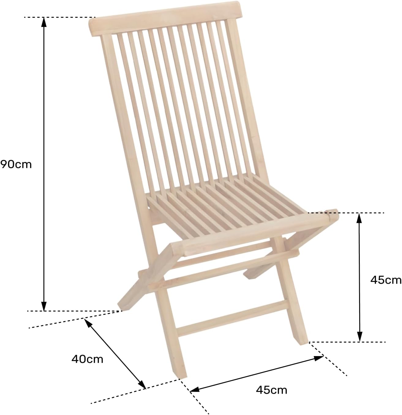 Happy Garden Lot de 6 chaises de Jardin Pliantes en Teck Lombok.