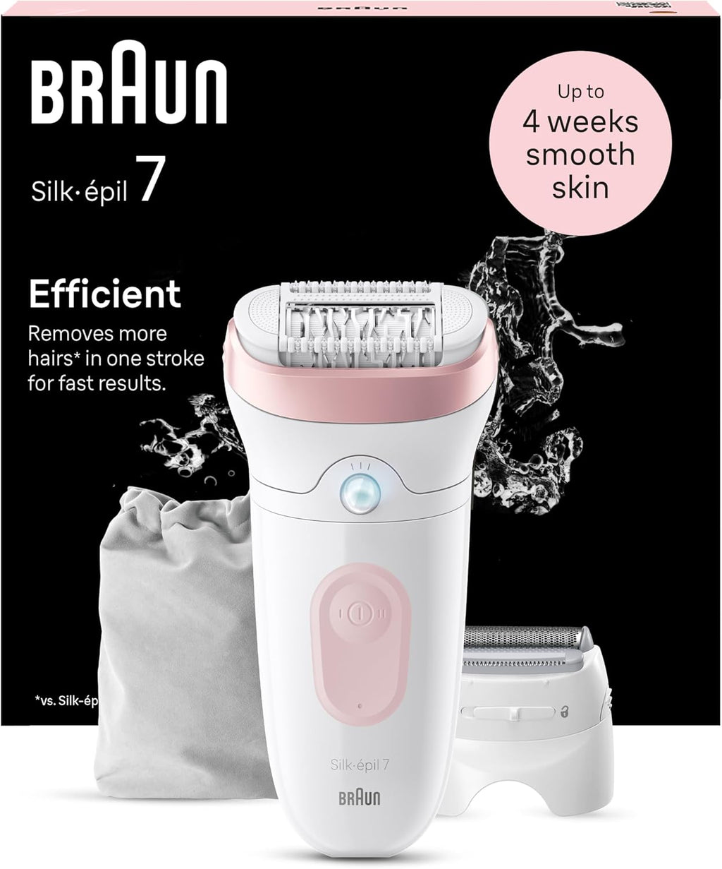 Braun Silk-épil 7 7-030 Épilateur pour femme Blanc/rose flamant rose