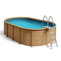 Piscine tubulaire ovale bois clair/bleu 468x275x102 cm avec échelle et filtre à cartouche zHKckBA119yj