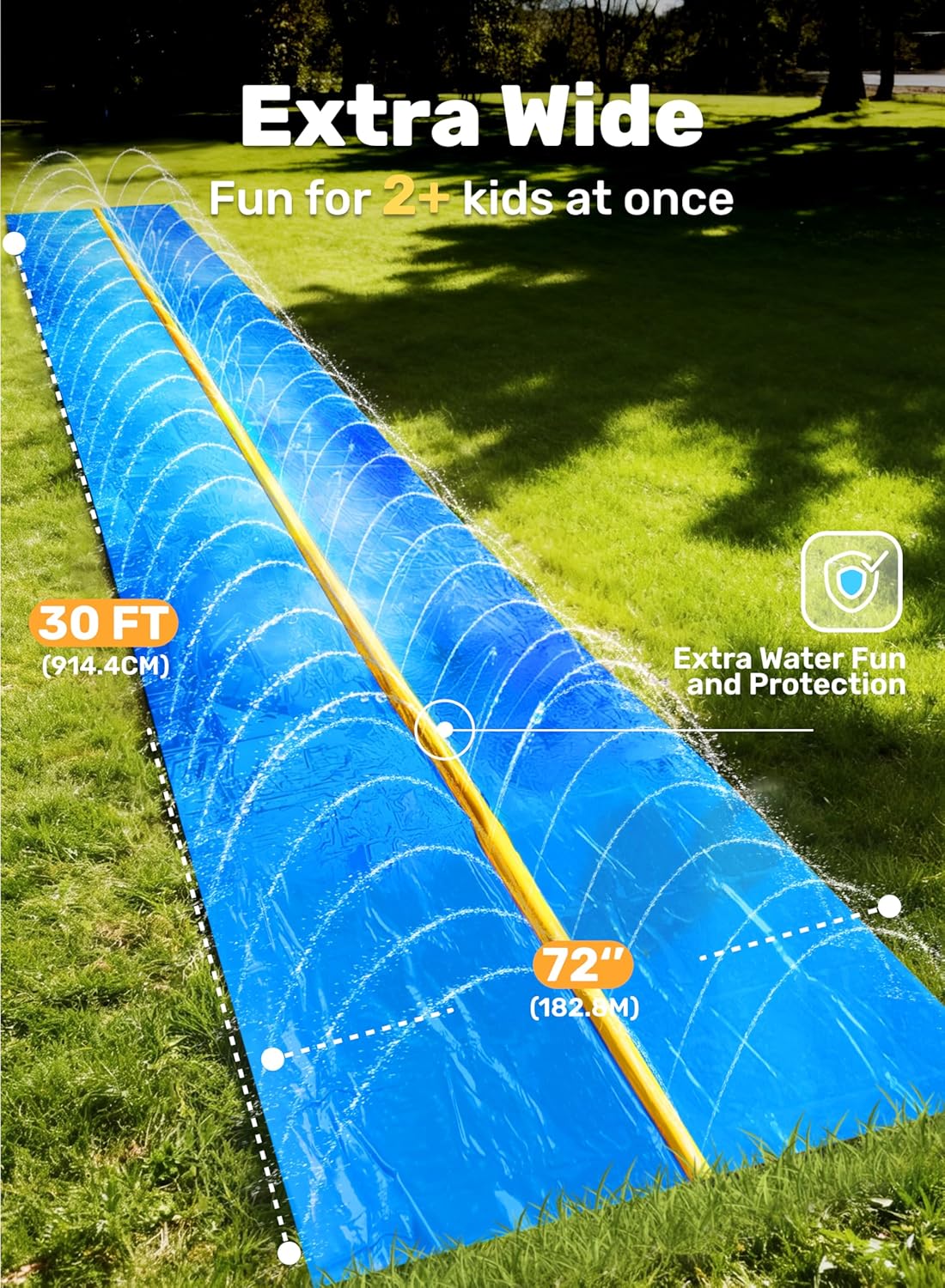 Sloosh Grand Toboggan Aquatique 914,4 x 182,8 cm, Toboggan pour pelouse avec arroseur intégré et 2 Planches gonflables pour Glisser, Les fêtes d'été, Jardin, pelouse et Jeux d'eau en extérieur