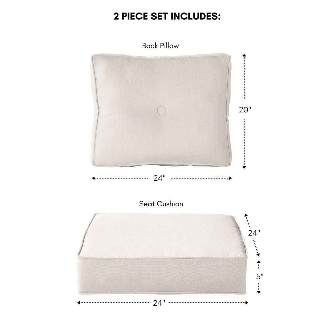 Ensemble de deux coussins d'extérieur haut de gamme Sunbrella pour assise profonde