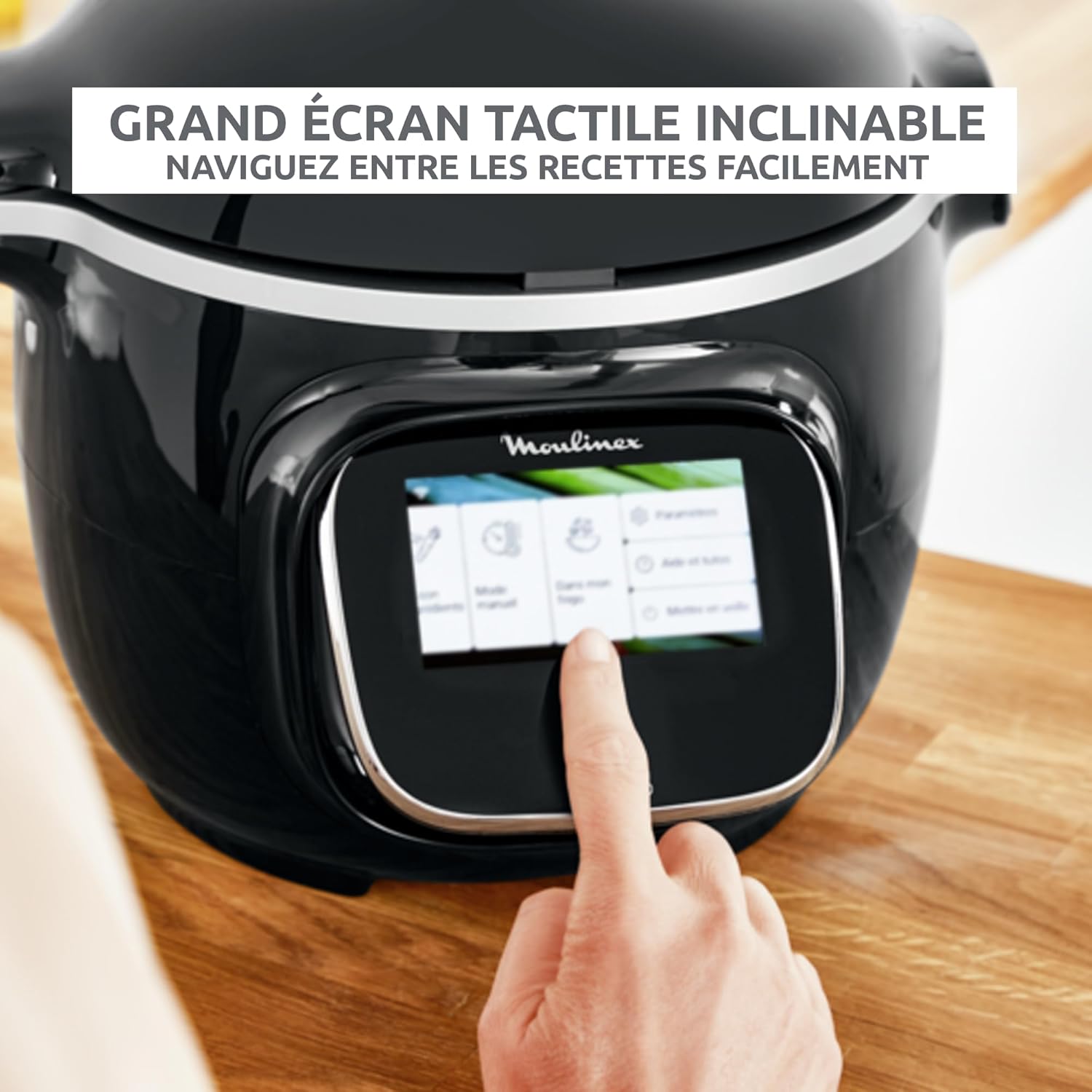 Cookeo Touch Wifi Multicuiseur intelligent, Cuve 6 L, Haute pression, Guide pas à pas, 250 recettes intégrées, Application CE902800, Noir